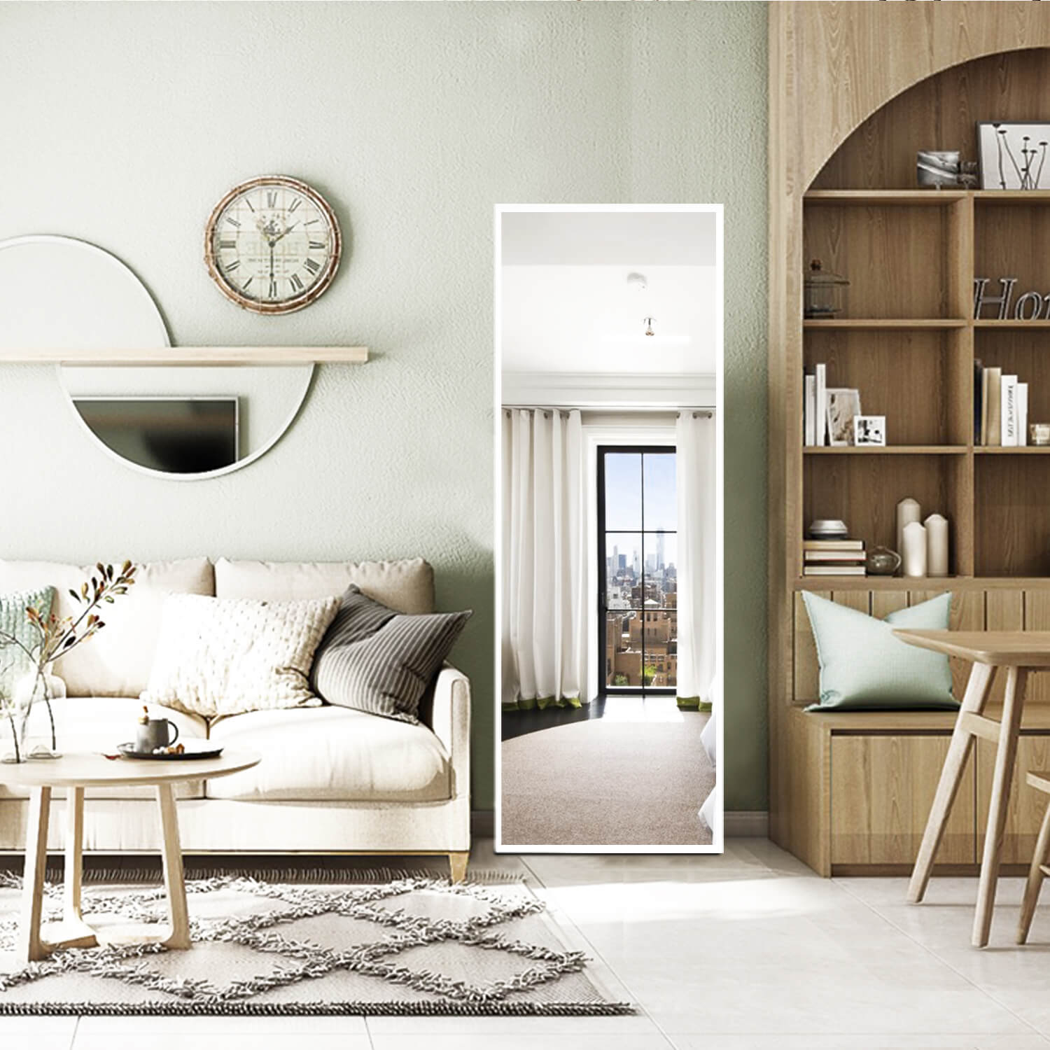 white full length size mirror