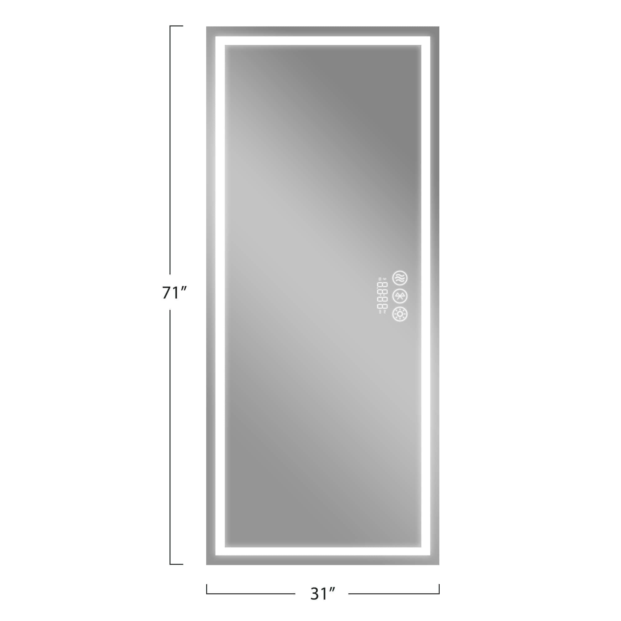 Aria- 71"x31" Oversized Rectangular Frameless Anti-Fog LED Wall Bathroom Vanity Mirror