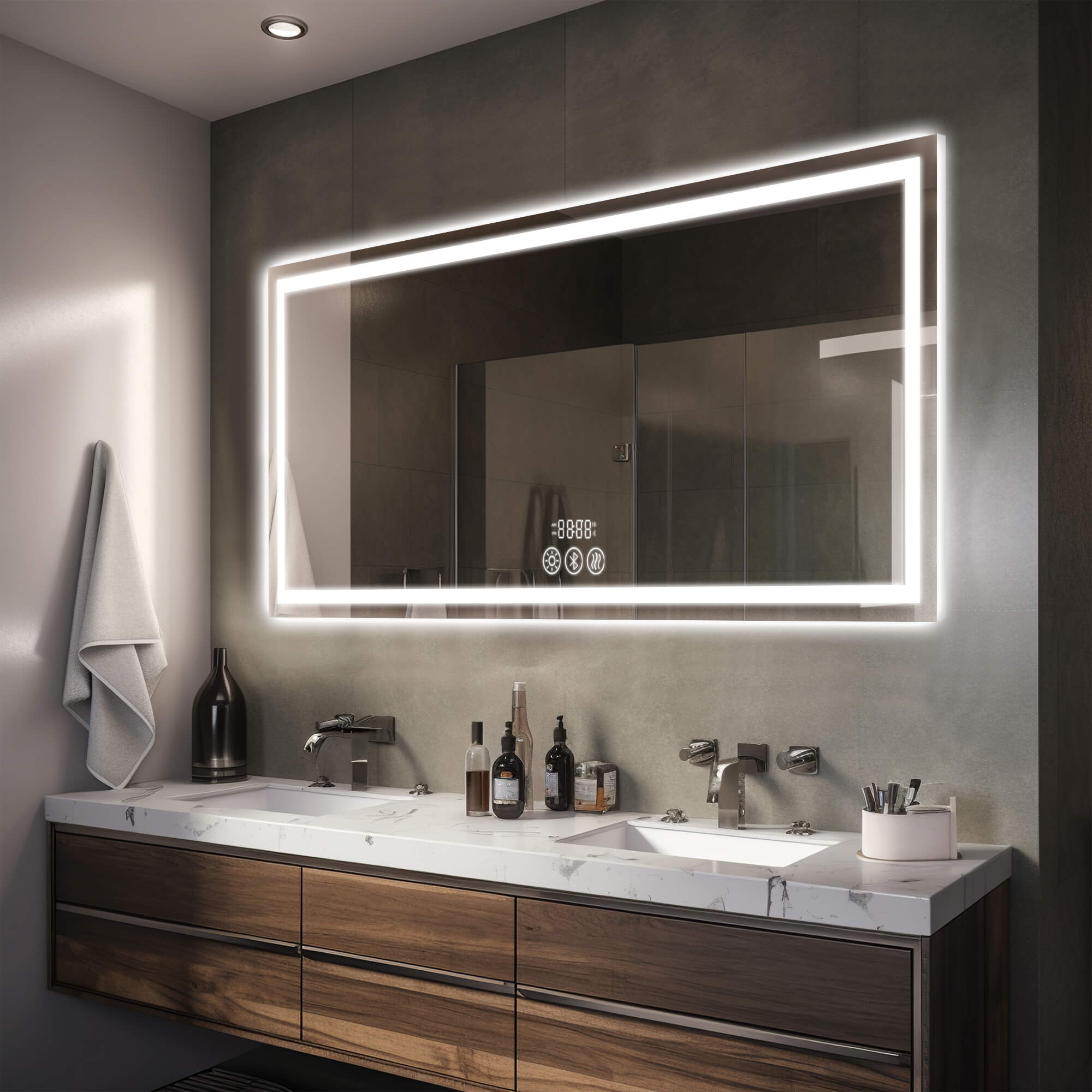 Aria- 71"x31" Oversized Rectangular Frameless Anti-Fog LED Wall Bathroom Vanity Mirror