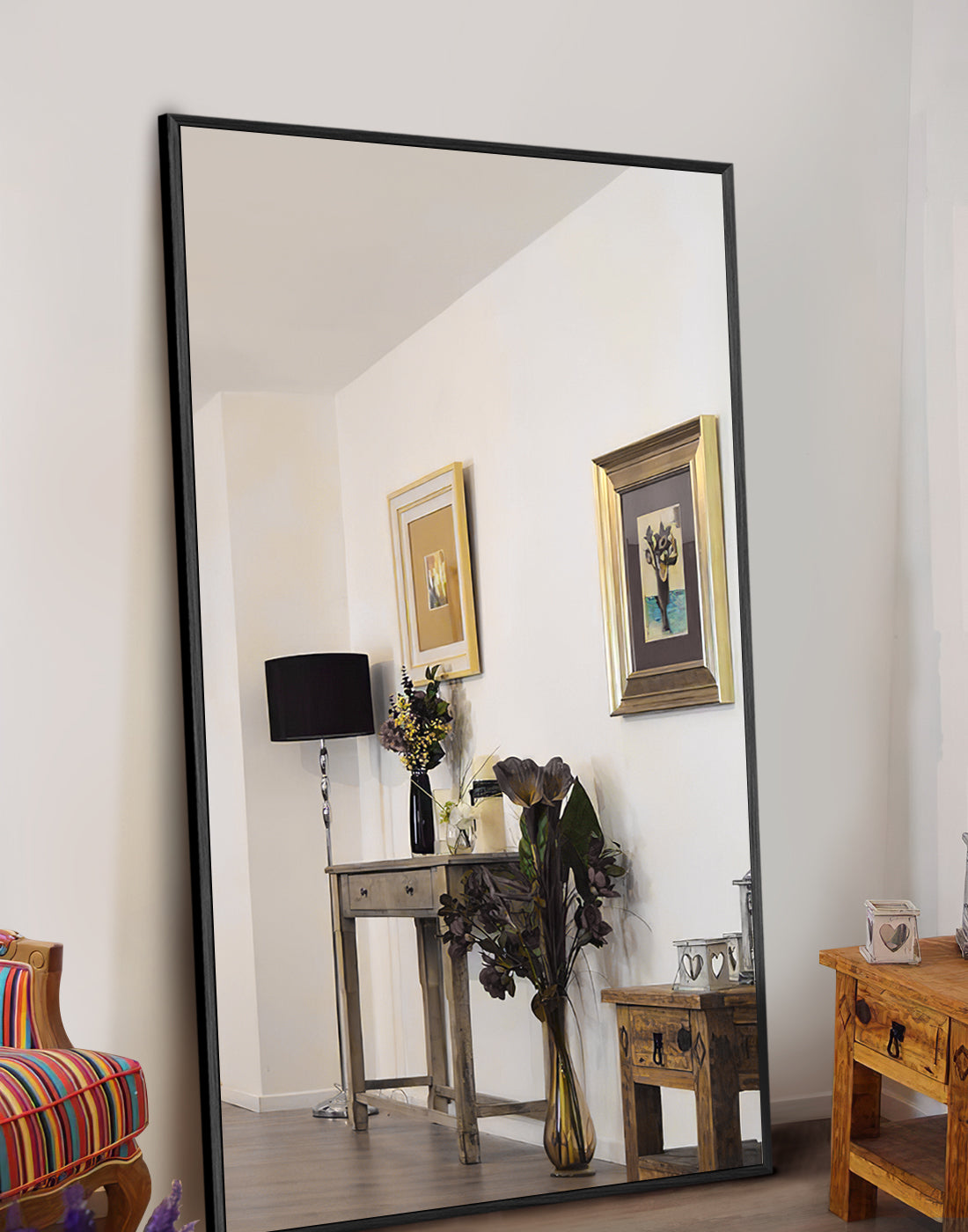 NeuType Specchio grande da 180,3 x 61 cm con cornice in lega di alluminio,  specchio