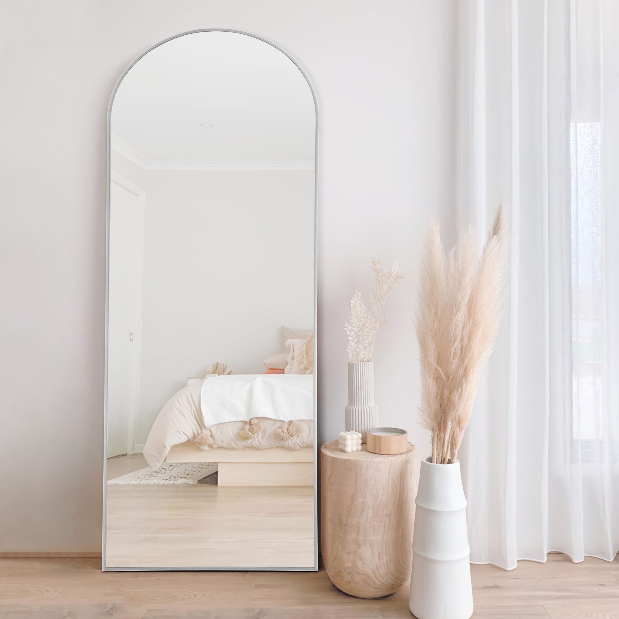 silver tall stand up full length body mirror
