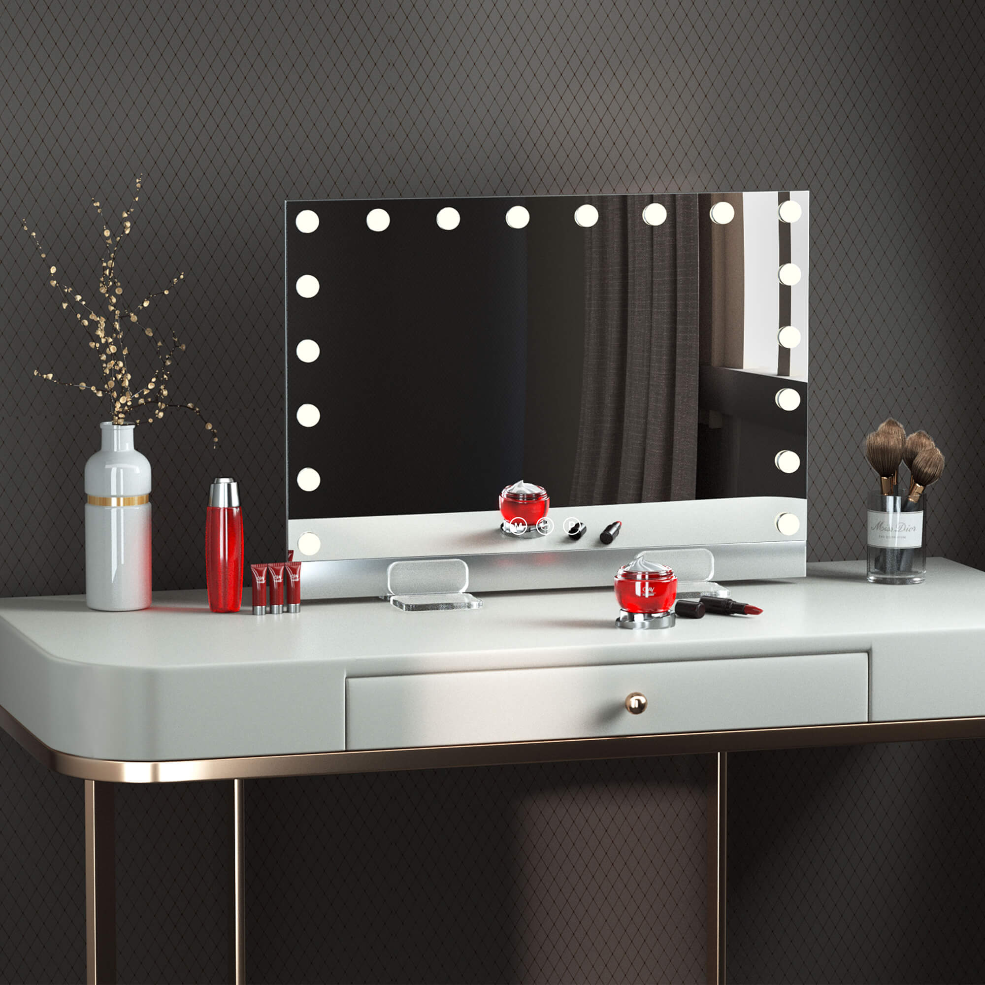 Athena- 31"x 23" Ultra Thin Dimmable Cosmetic Lighted Hollywood Vanity Mirror