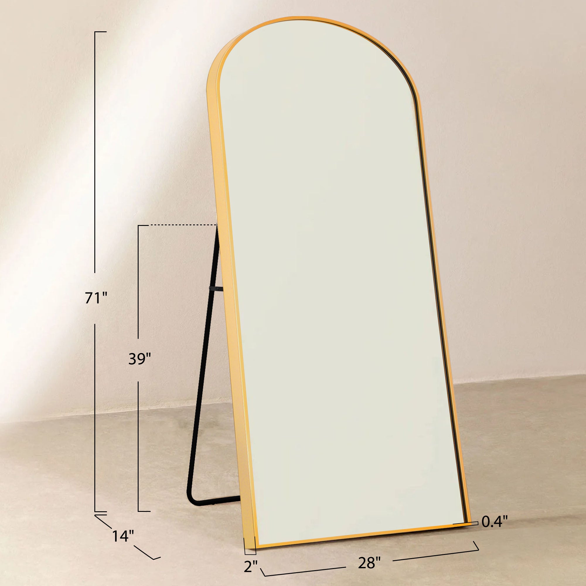 gold arched full length floor mirror