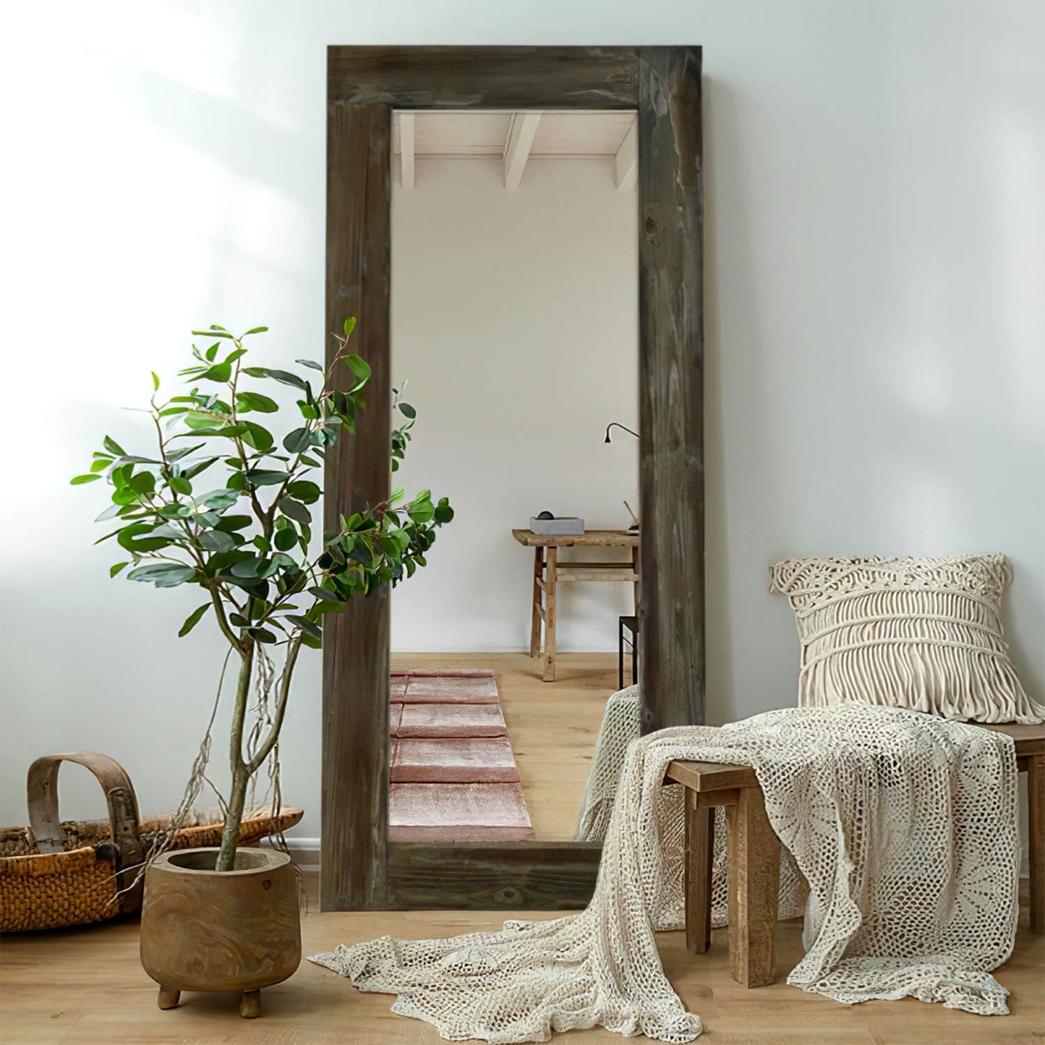 antique wood full length mirror