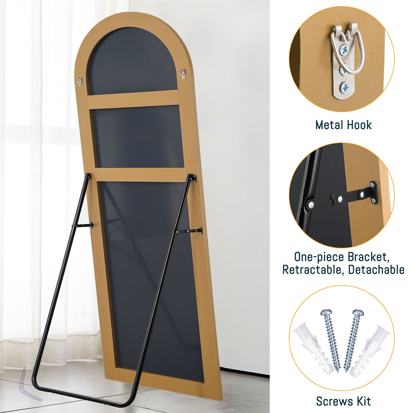 Arched-top full length mirror