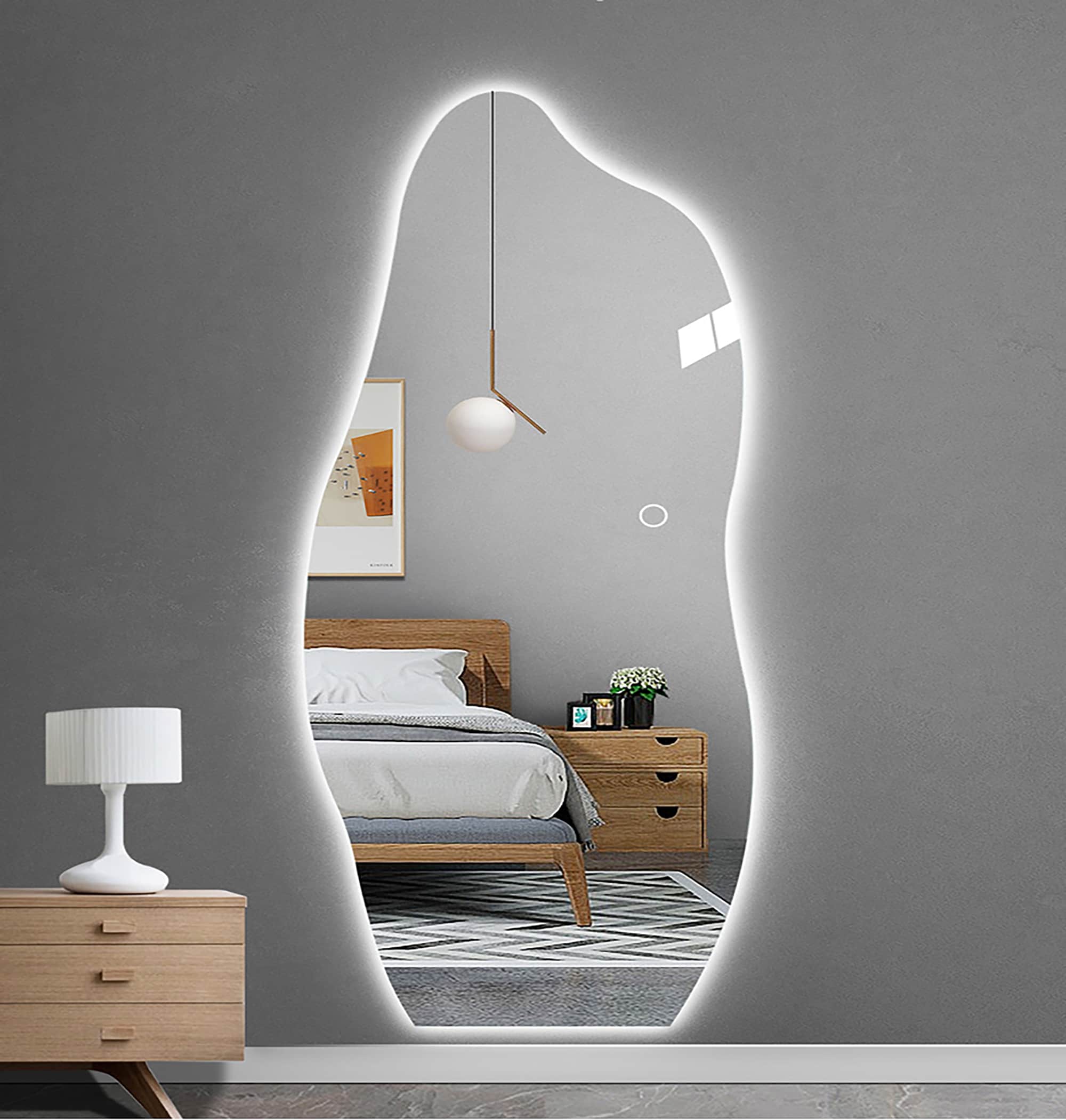 Bethany Lighted Irregular Full Length Mirror Home Decor