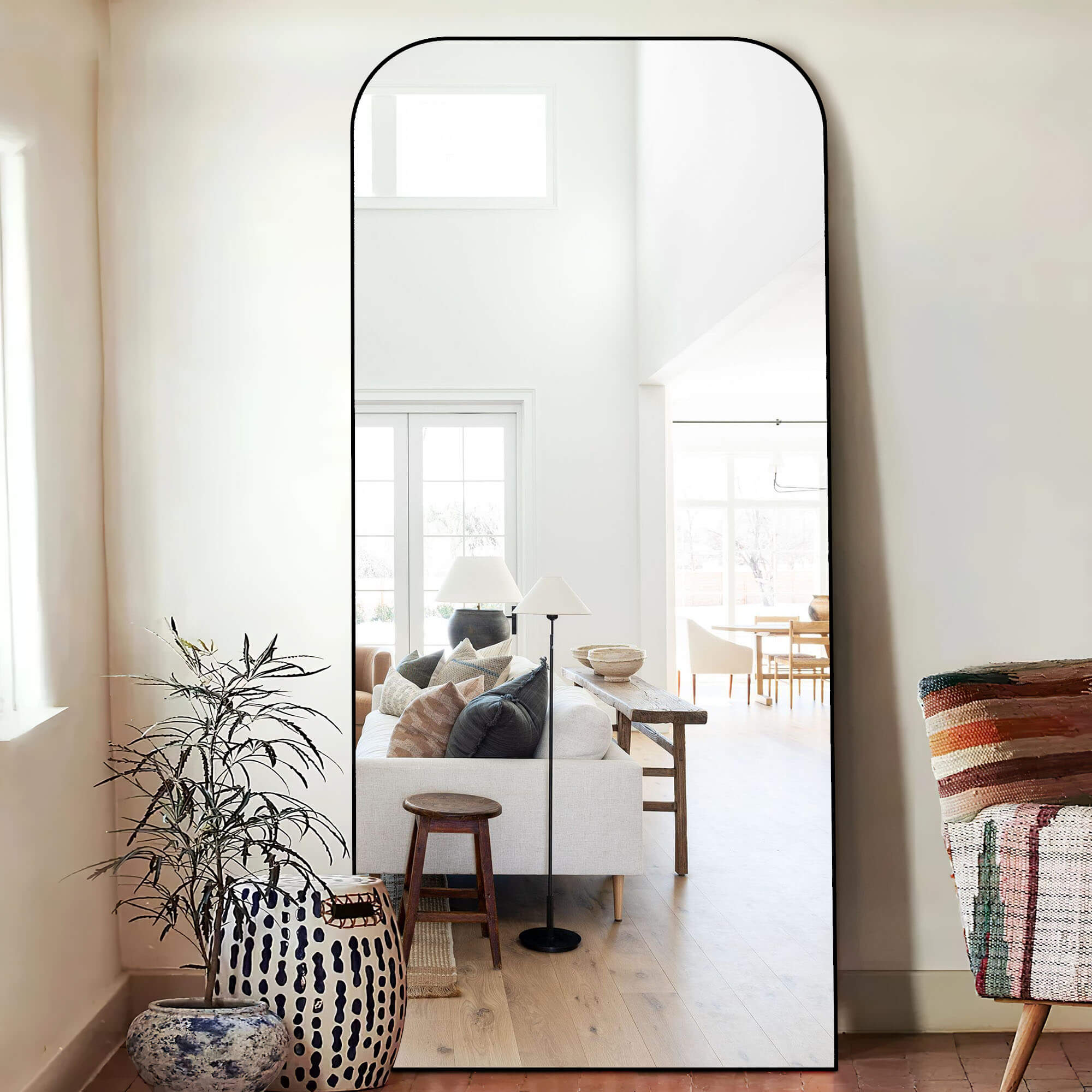 black  full length leaning decor mirror