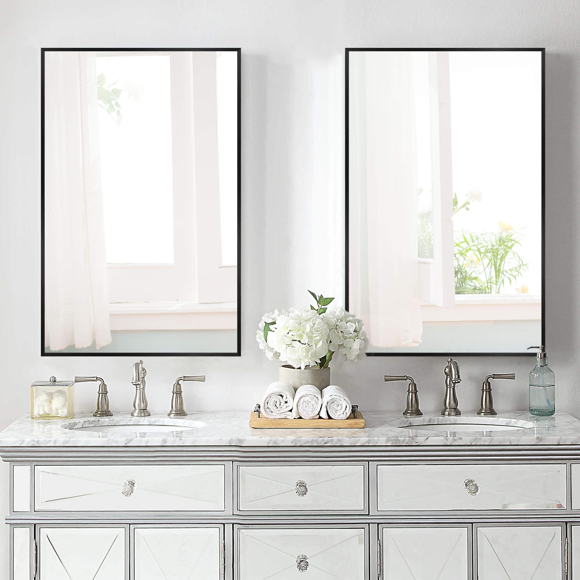 Mavis- Aluminum Framed Contemporary Bathroom Vanity Wall Mirror