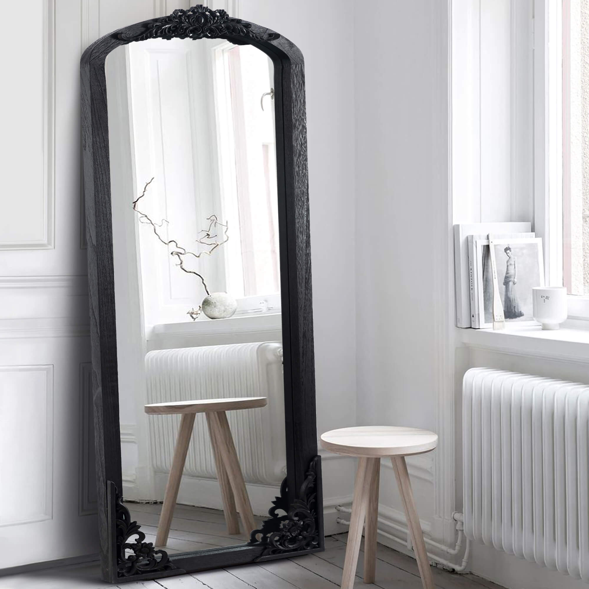 Jucy- 67"x28" Three Interchangeable Carved Solid Wood Full length Mirrors