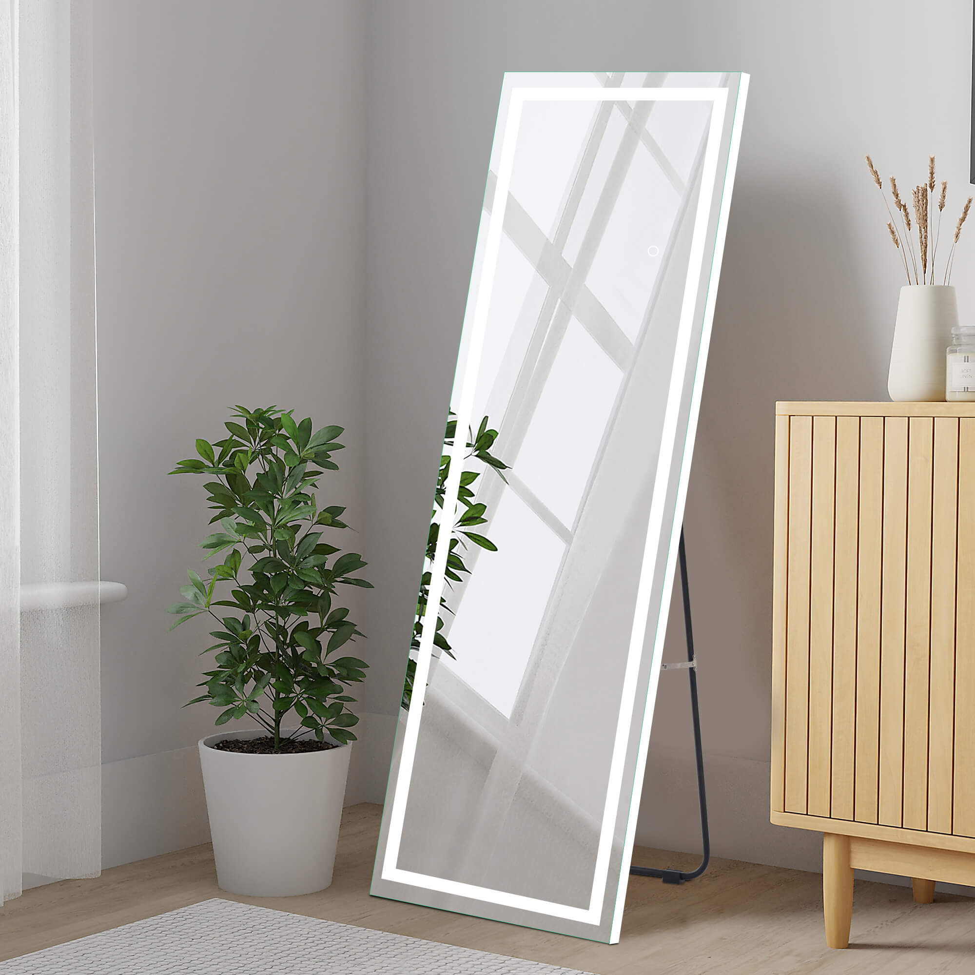 Gene-Bedroom Modern Full Length LED Mirror with stand