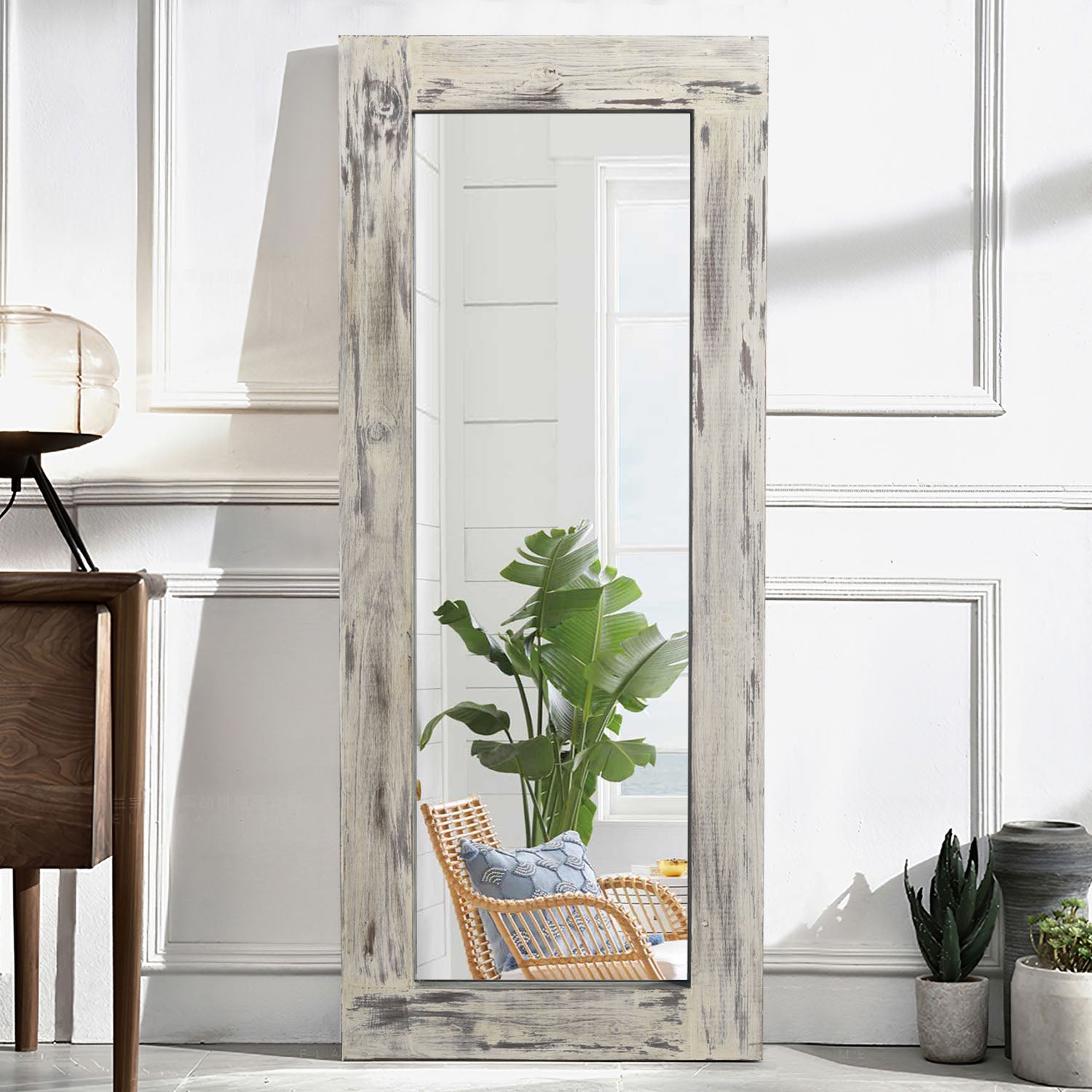 wood full length standing mirror