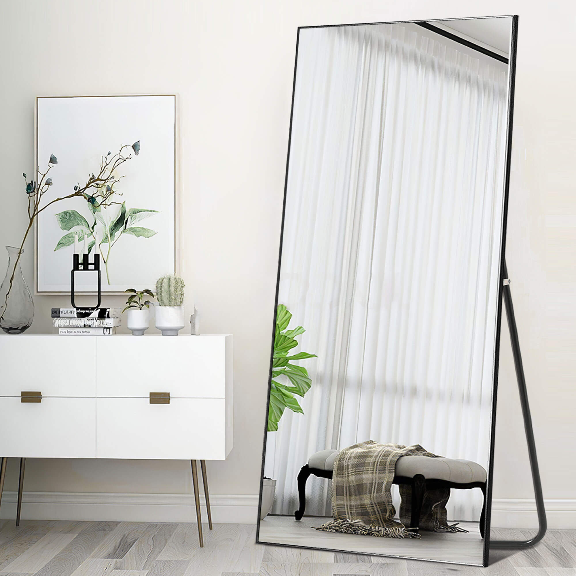 Dorothy-71"x 31.5" Oversized Rectangle Metal Framed Full Length Floor Mirror