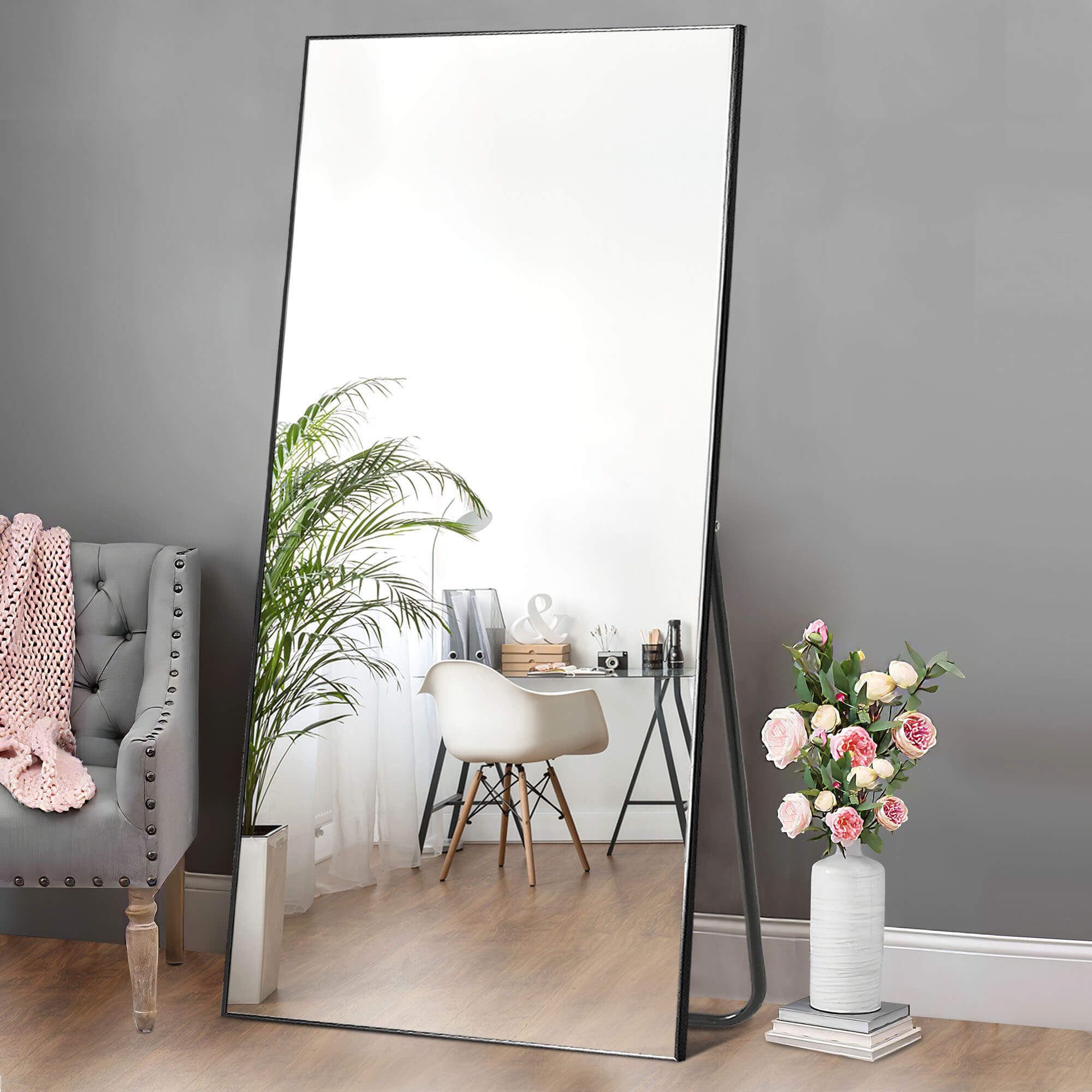 Dorothy-71"x 31.5" Oversized Rectangle Metal Framed Full Length Floor Mirror