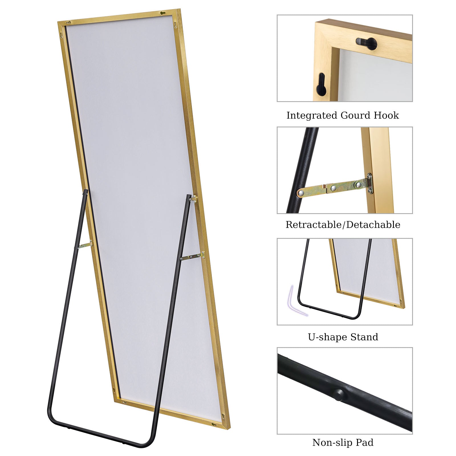 large gold full length leaning mirror