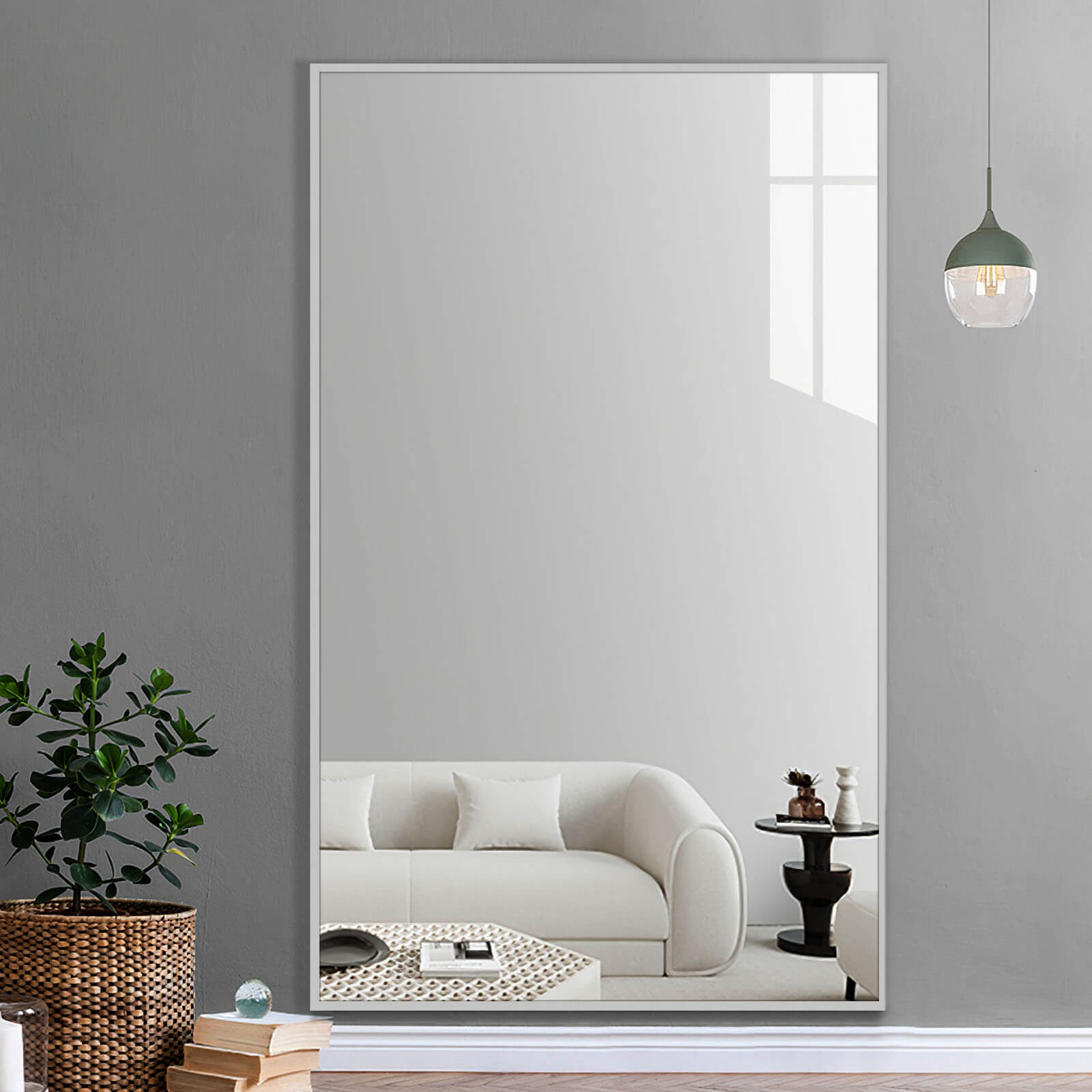 silver large full length wall  mirror