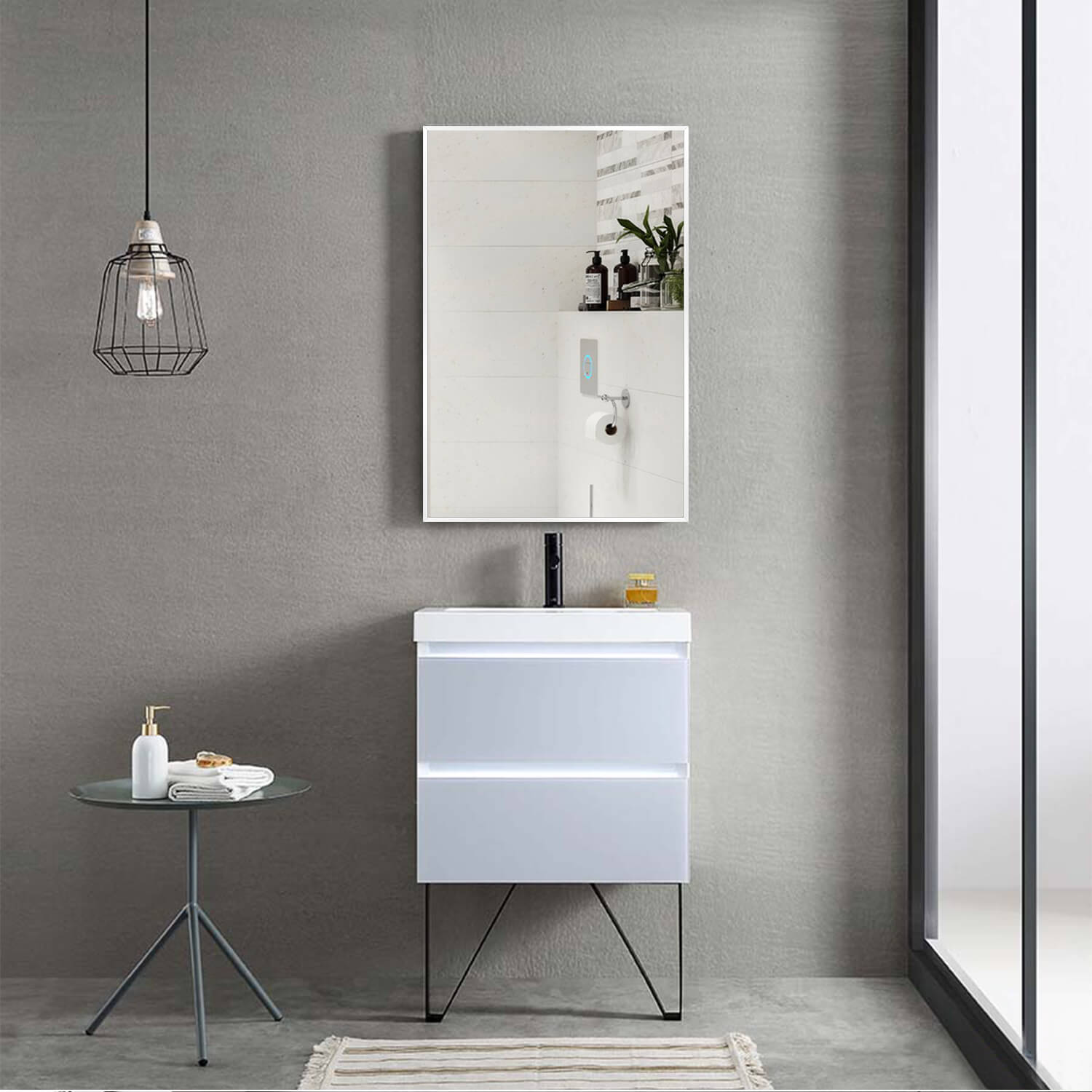 Mavis- Aluminum Framed Contemporary Bathroom Vanity Wall Mirror