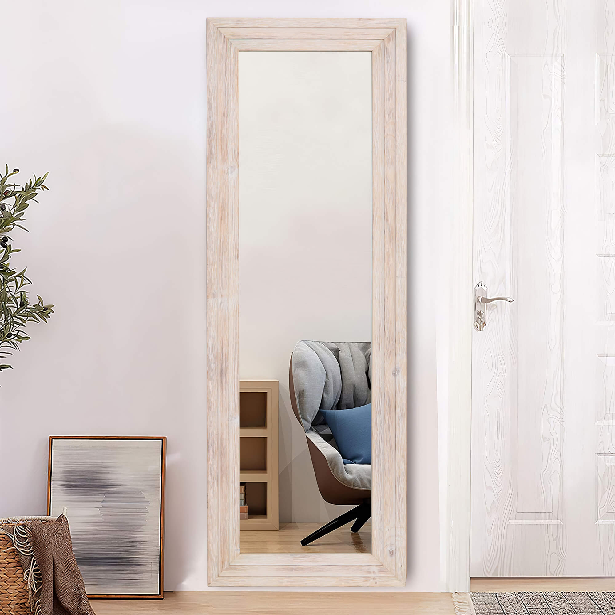 Annette-65"x22" Wood Rustic Full Length Decor Mirror