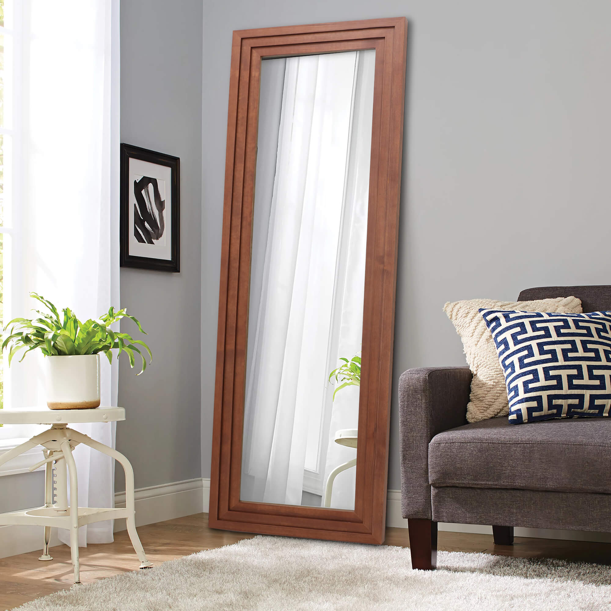 Annette-65"x22" Wood Rustic Full Length Decor Mirror